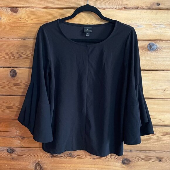 Worthington Black Bell Sleeve Blouse Small - Picture 1 of 7